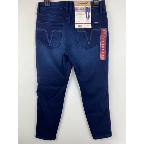 Seven7 size 14 Women’s Blue Denim High Rise Skinny Ankle Crop Jeans - Picture 2 of 6